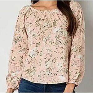 FRYE AND CO. Cotton Blend Peasant Top Blouse Women's Size XXL Mellow Mauve Pink‎